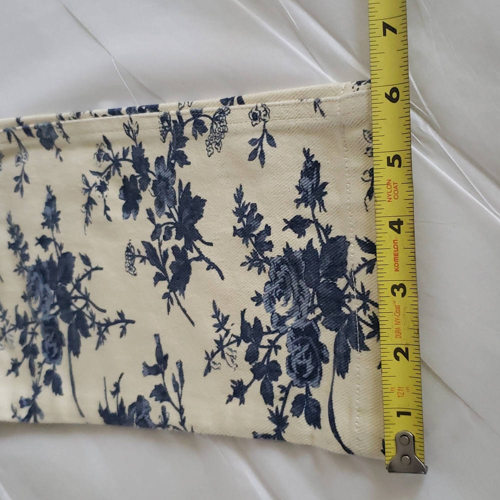CAMBRIDGE New MOM Jeans Floral Print Ivory Blue Denim 100% Cotton NWT Womens🎉HP - Picture 13 of 14